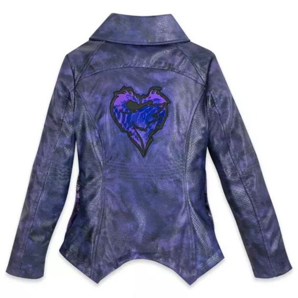 Disney Descendants 3 Girl's Mal Faux Leather Moto Jacket Halloween Costume